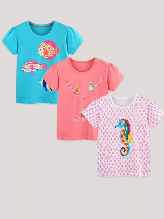 Children's Graphic Short Sleeve T-Shirt 3-Piece Set