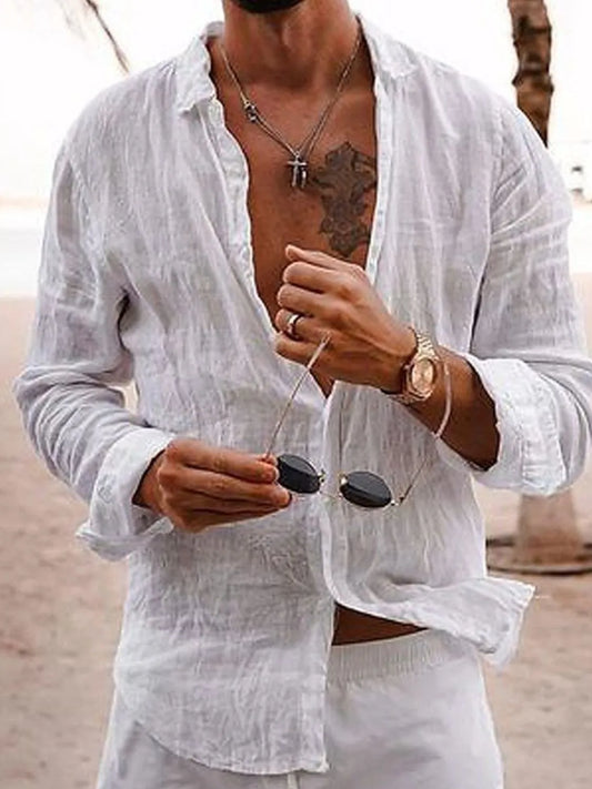 Men's Full Size Button Up Long Sleeve Shirt Plus Size