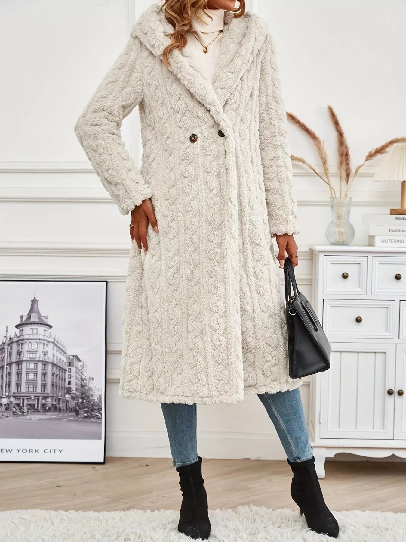 Cozy Hooded Button Up Longline Outerwear