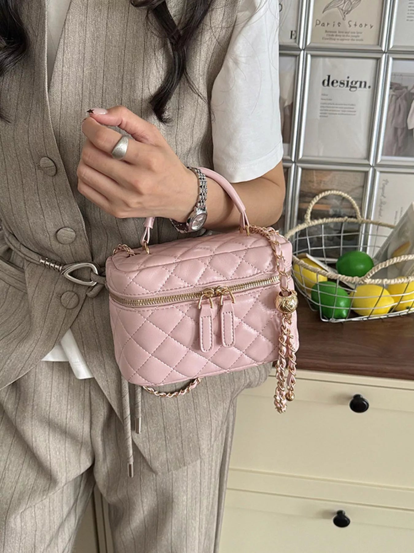 Quilted Chain Strap Crossbody Bag