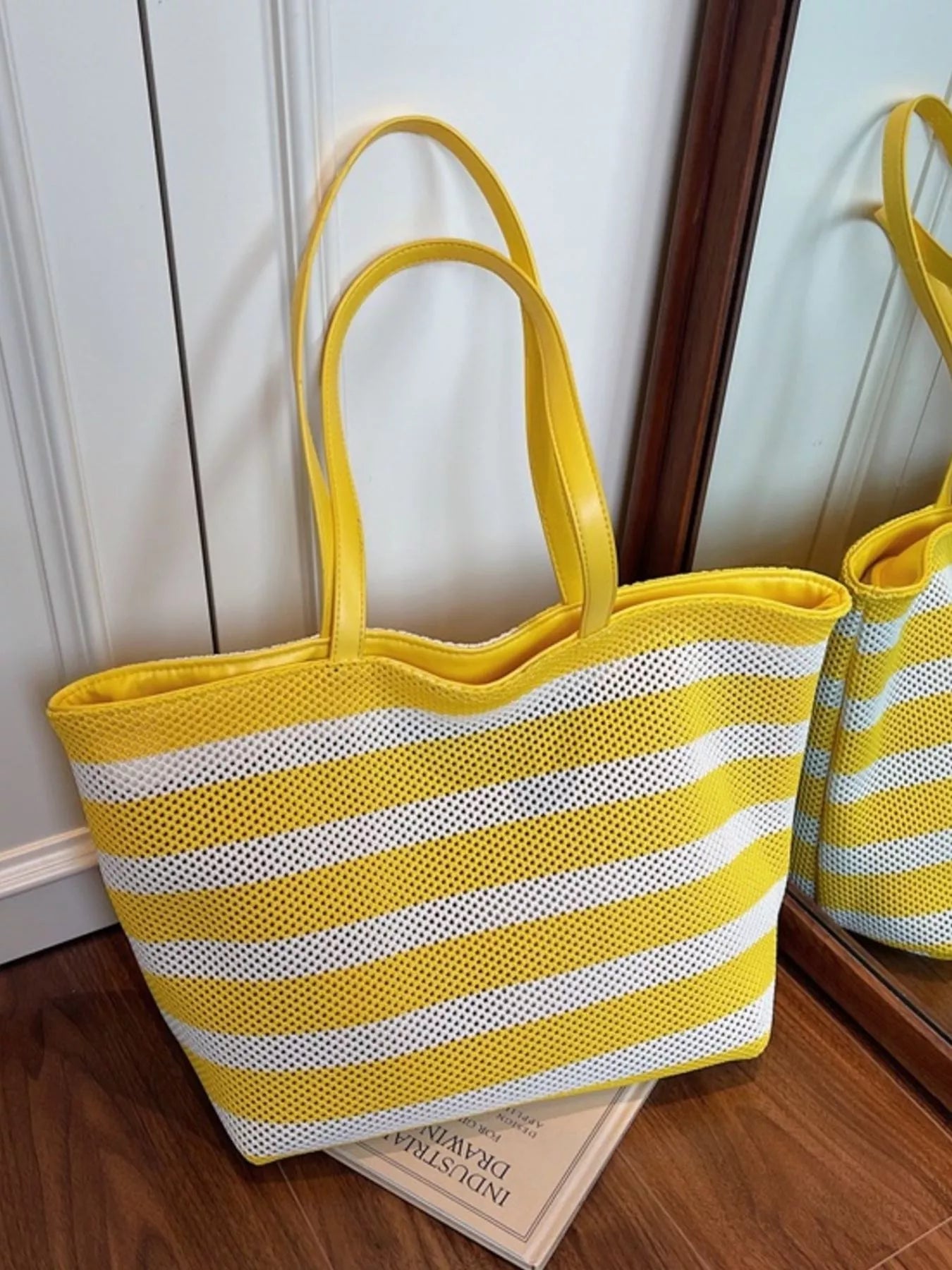Striped Mesh Shoulder Bag