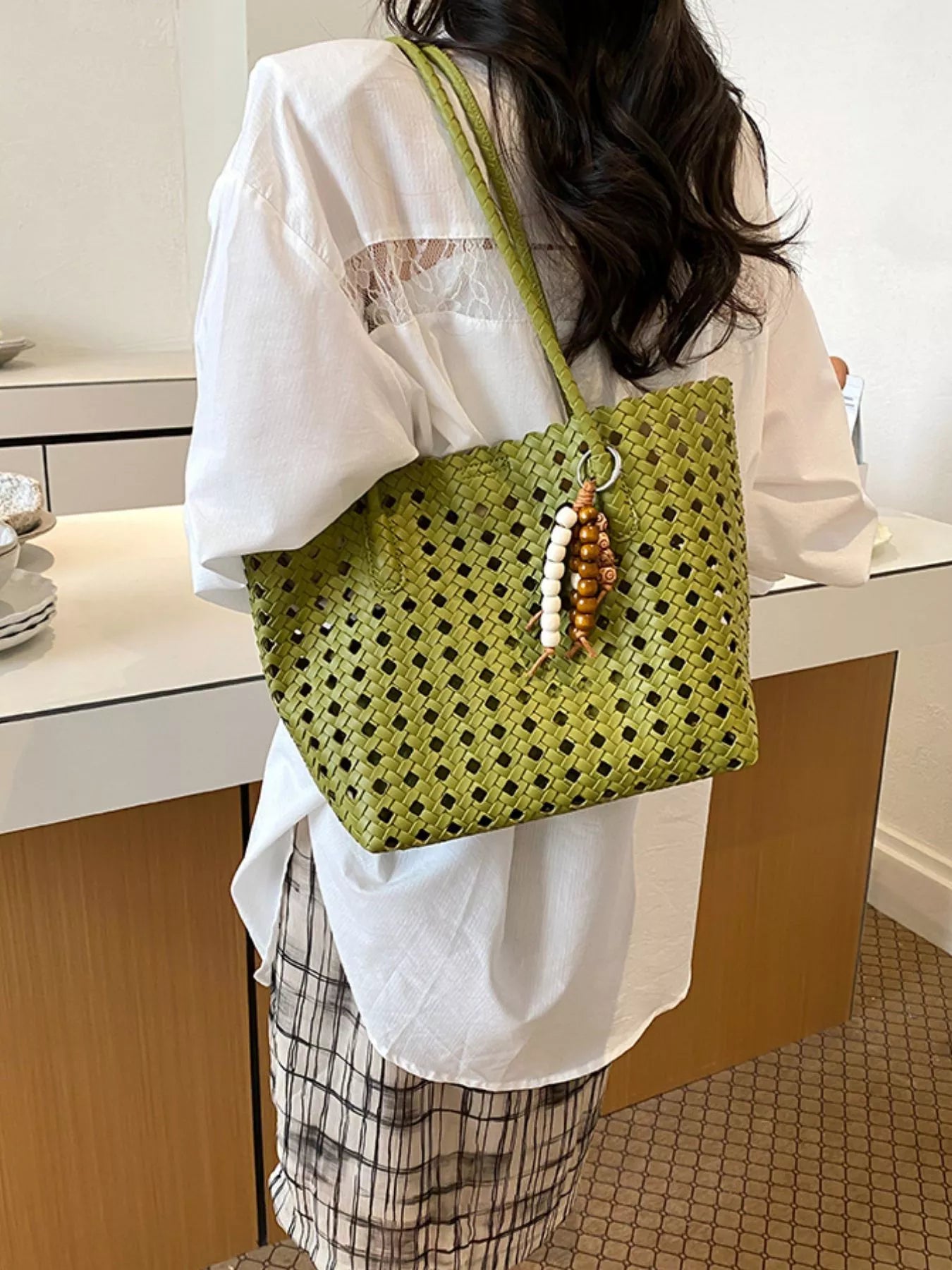 Cutout Leather Shoulder Bag
