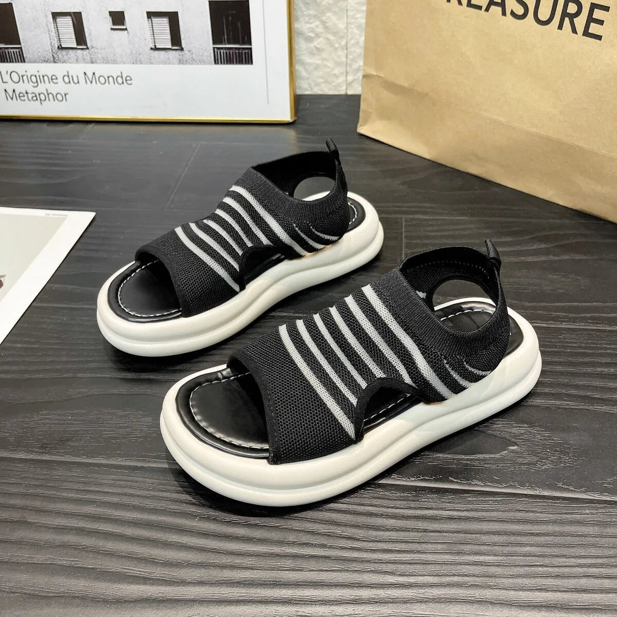Cutout Mesh Sandals