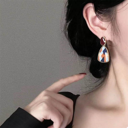 Colorful Abstract Pattern Drop Earrings