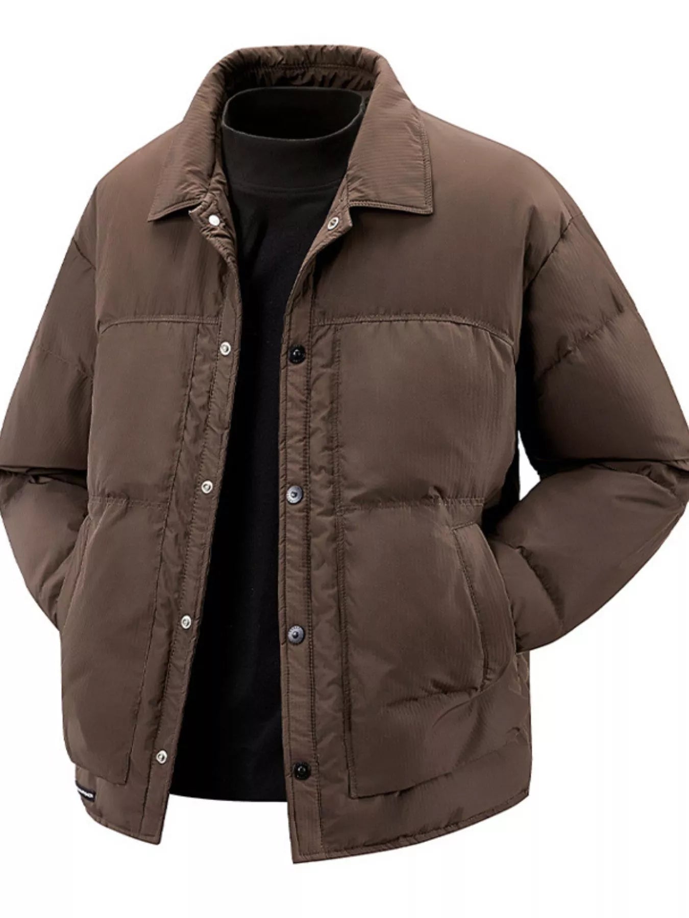 Men's Plus Size Snap Down Puffer Jacket