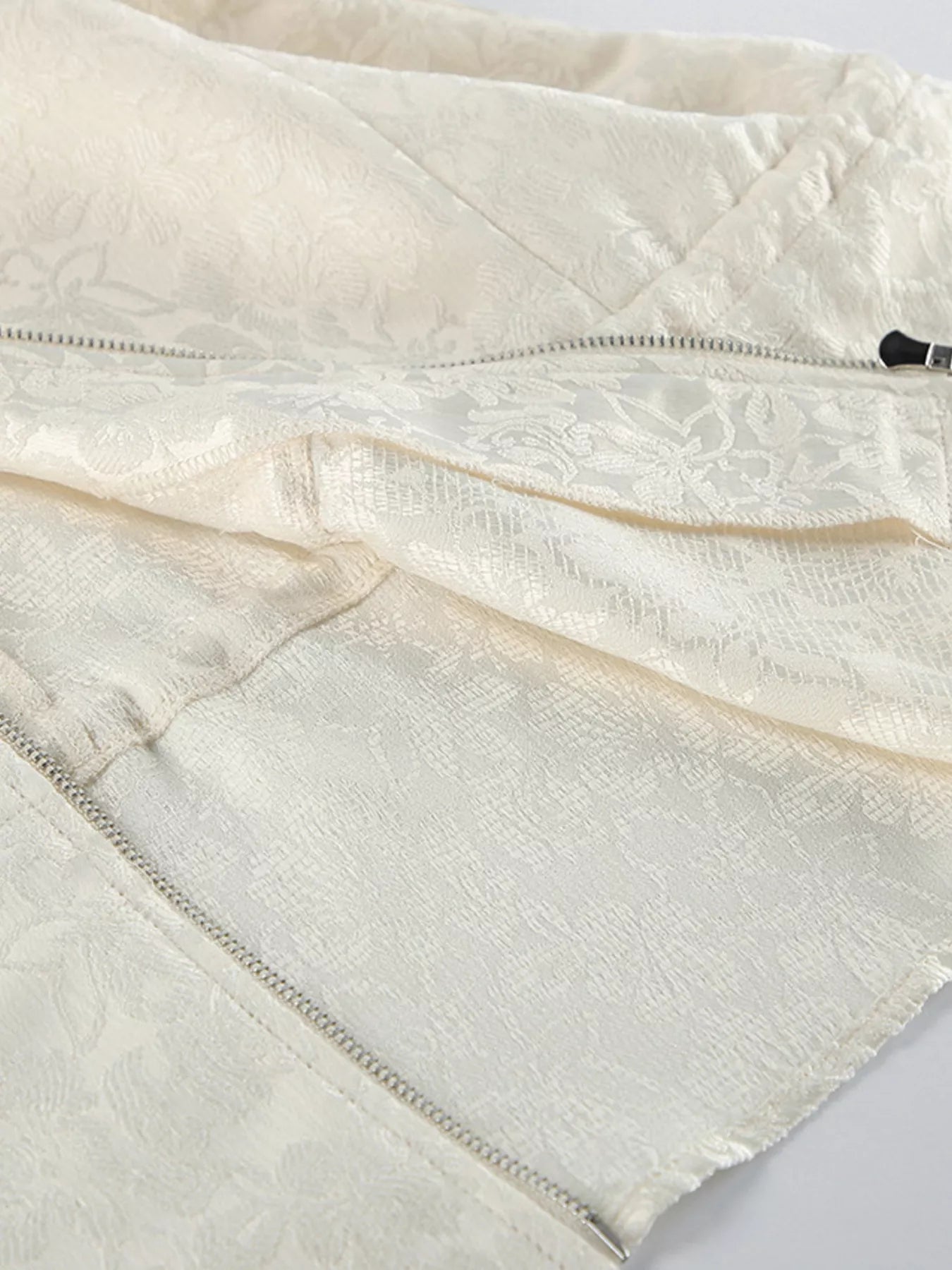 Jacquard Bomber Jacket with Drawstring Waist