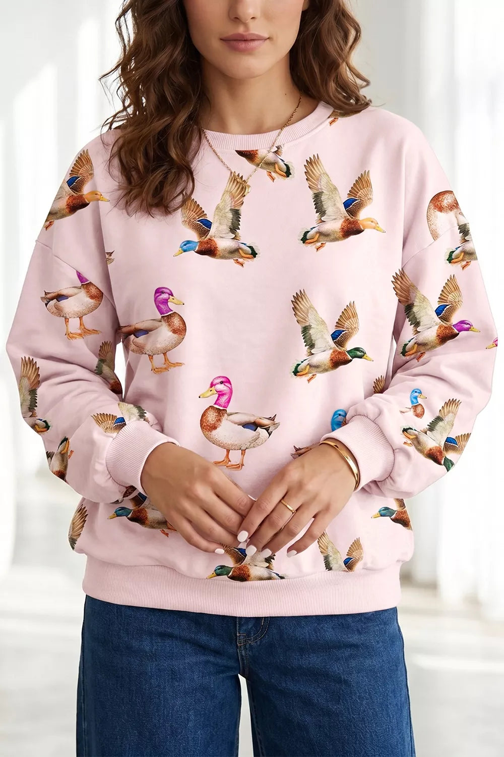 Multicolour Western Print Drop Shoulder Long Sleeve Sweatshirt