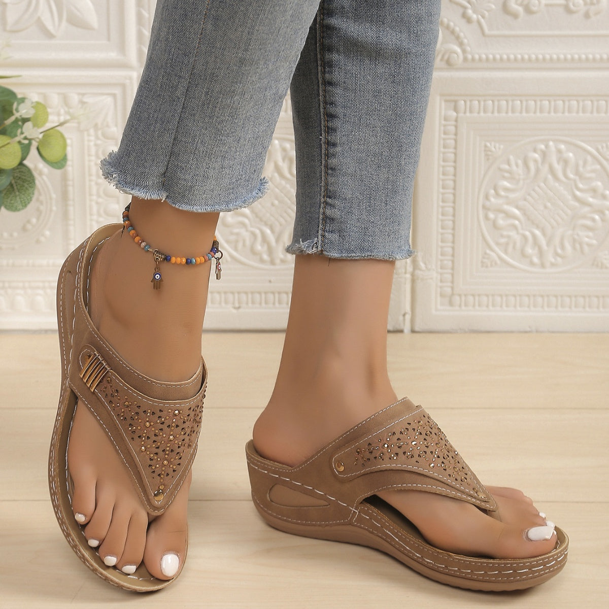 Toe Post Wedge Sandals
