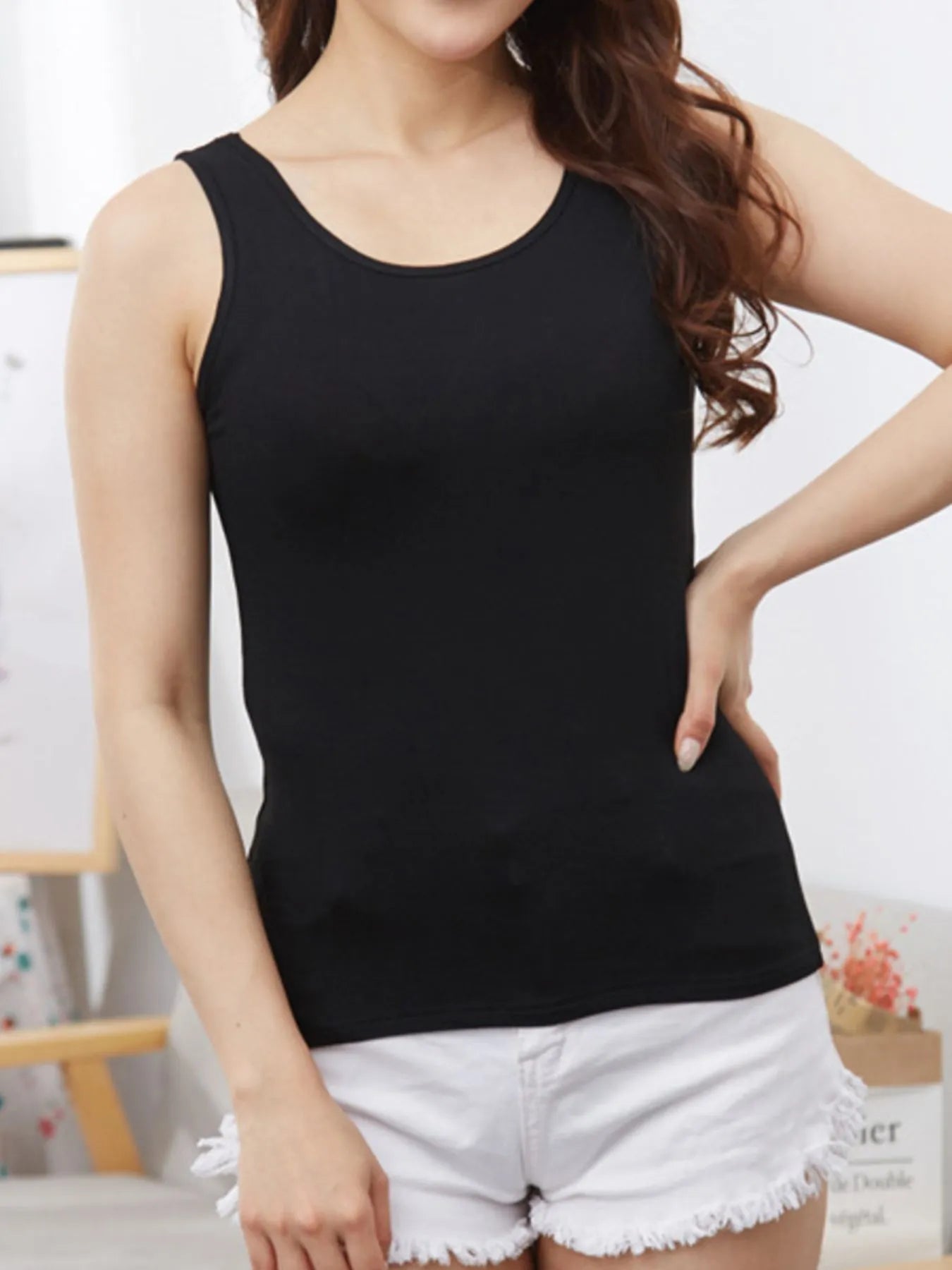 Full Size Scoop Neck Wide Strap Tank Plus Size