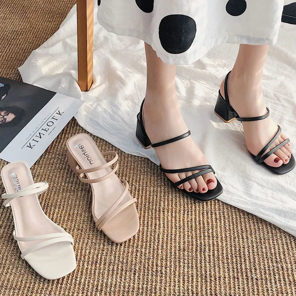 Open Toe Block Heels Sandals