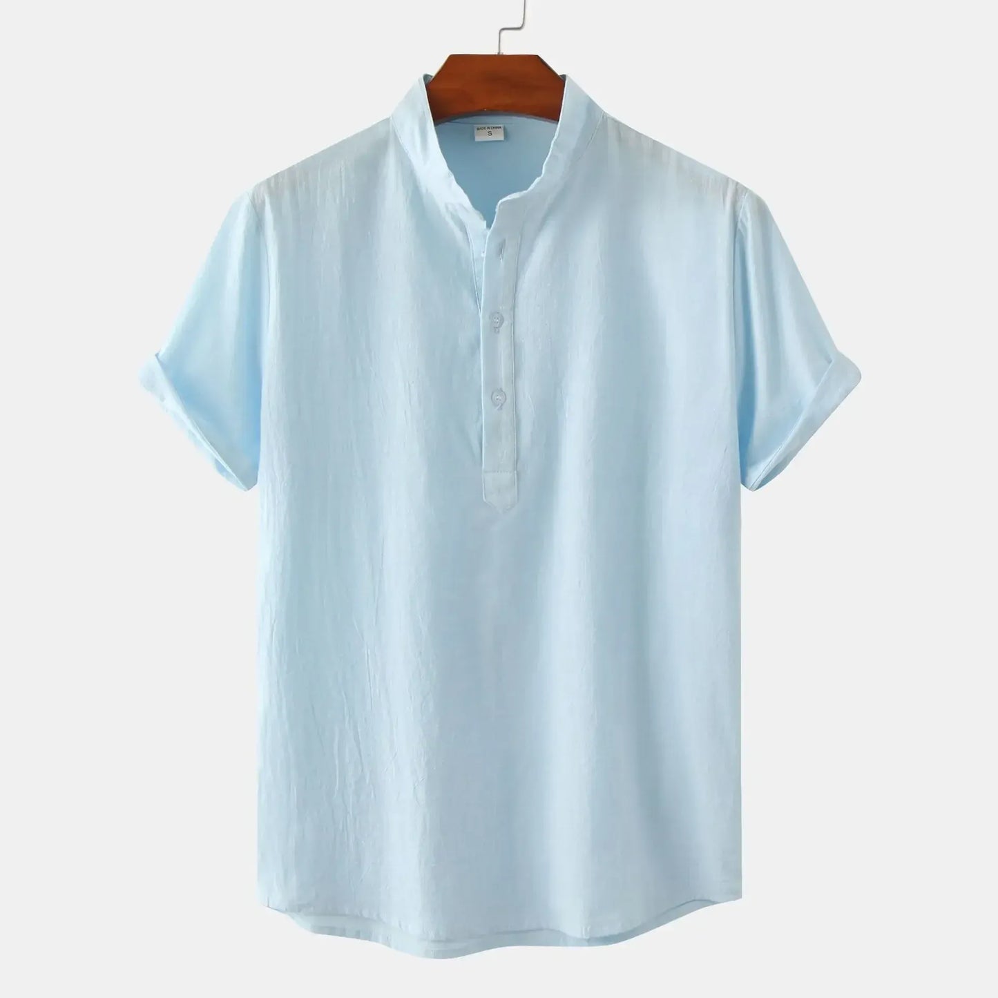 Men's Mandarin Collar Short Sleeve Henley Shirt