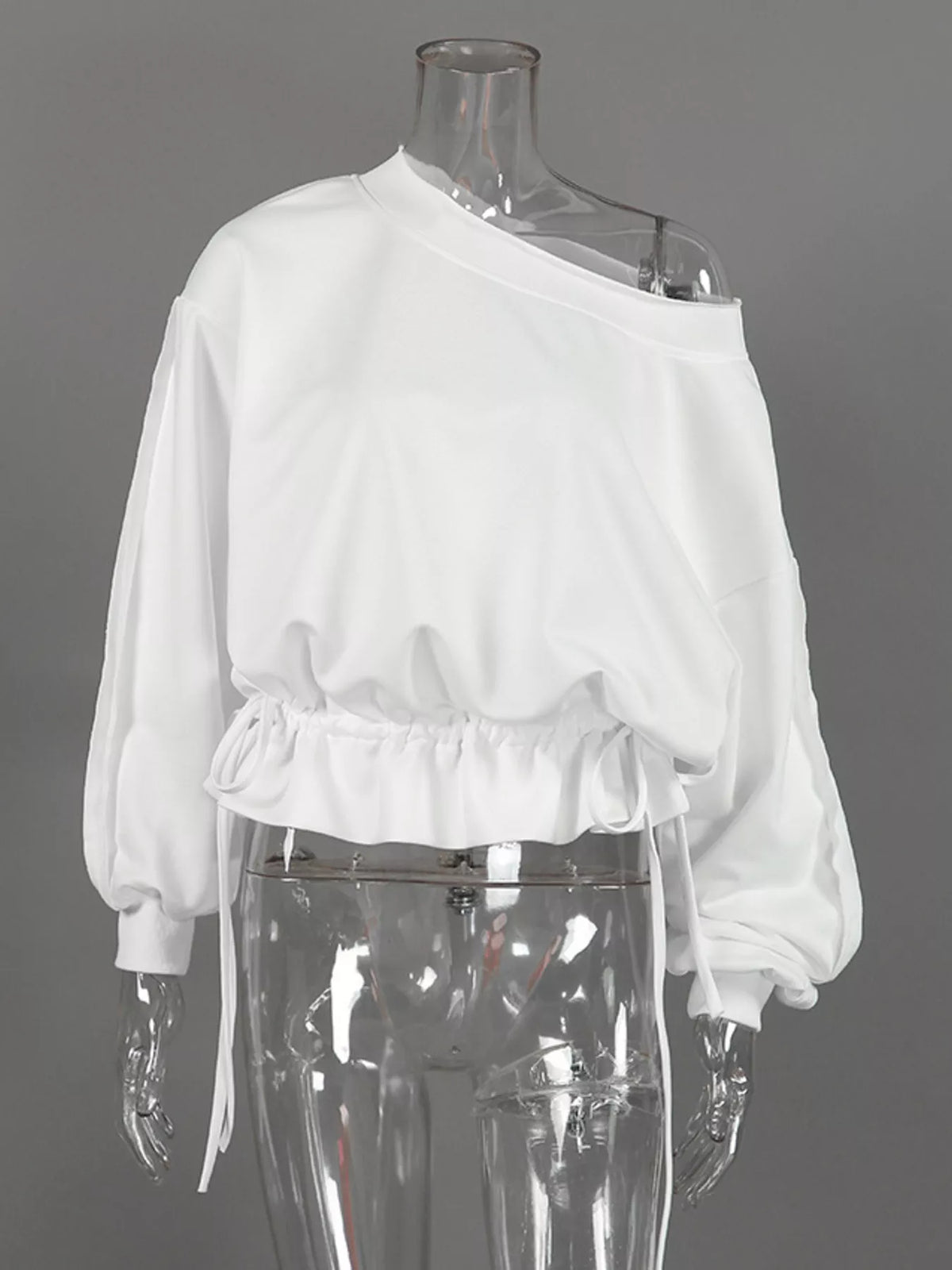 Ruffled Hem One Shoulder Sweatshirt