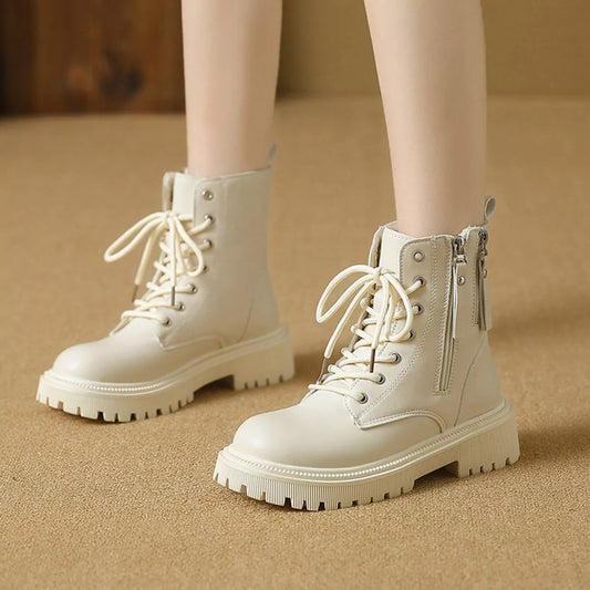 Lace-Up Ankle Combat Boots