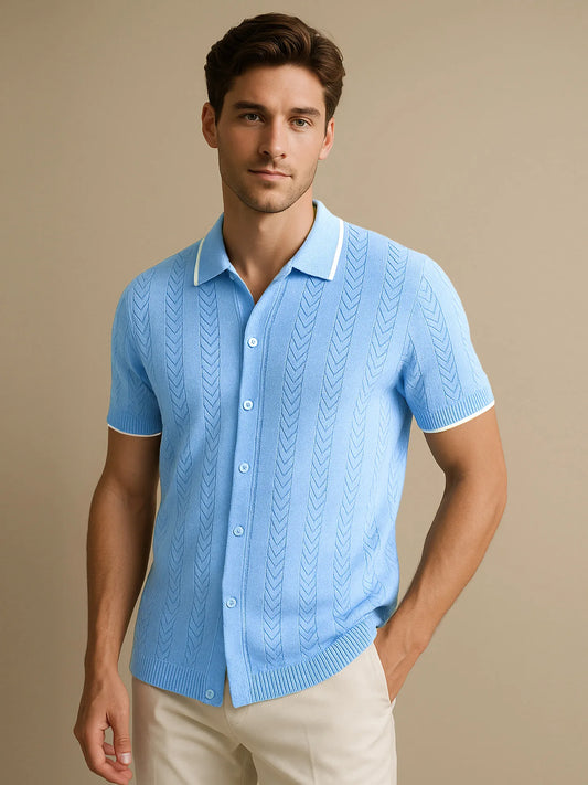 Men's Full Size Button Down Contrast Trim Shirt Plus Size