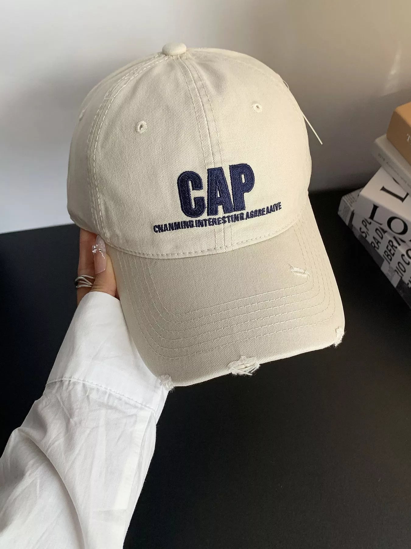 Embroidered Distressed Baseball Cap