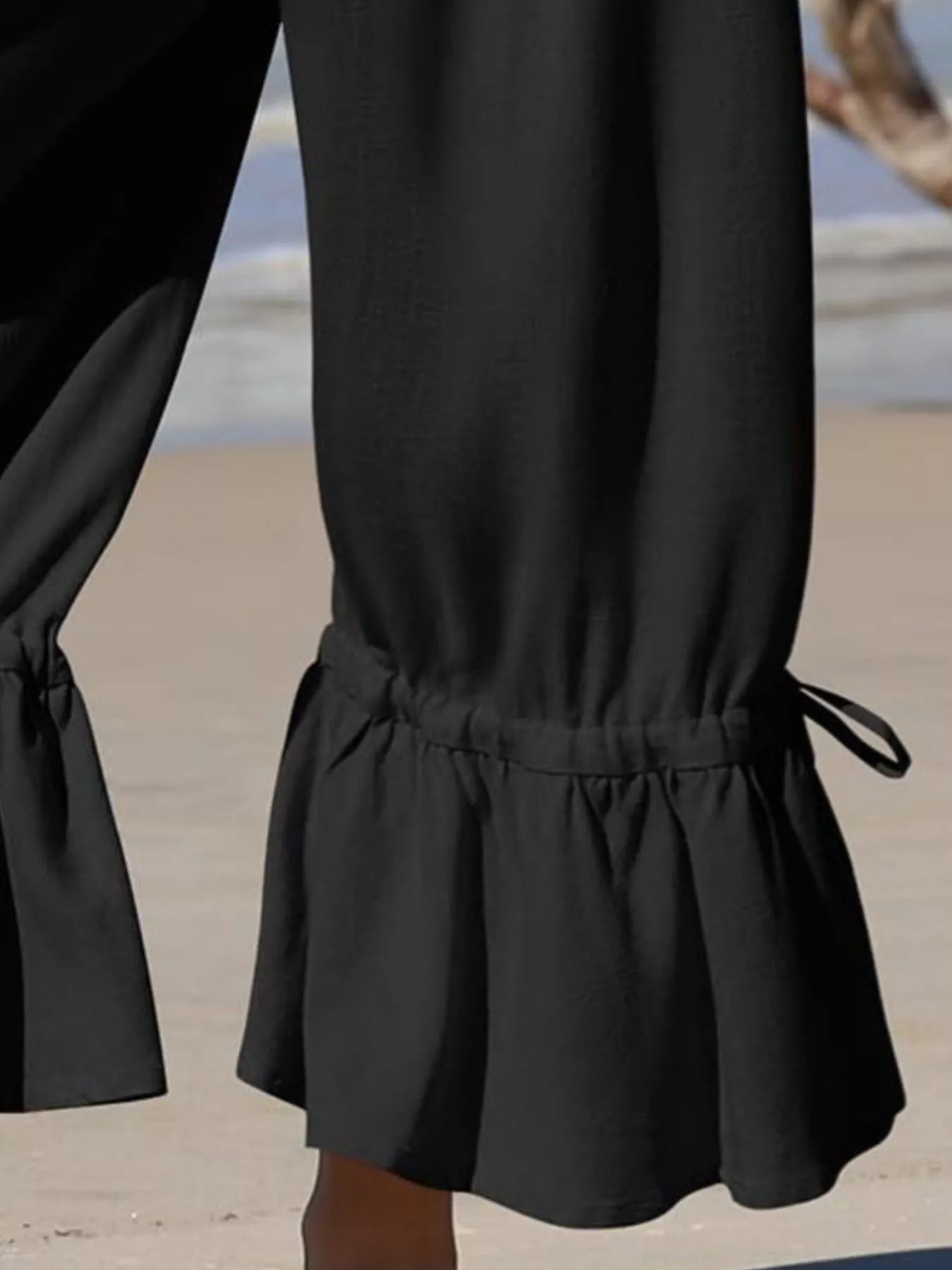 Full Size Wide-Leg Pants with Ruffle Hem Plus Size