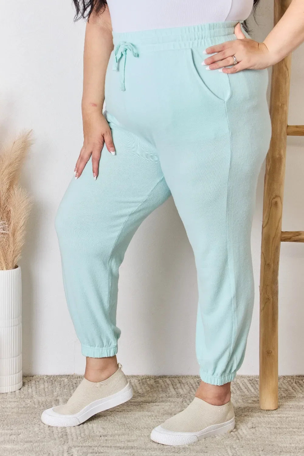 RISEN Full Size Drawstring Ultra Soft Knit Jogger