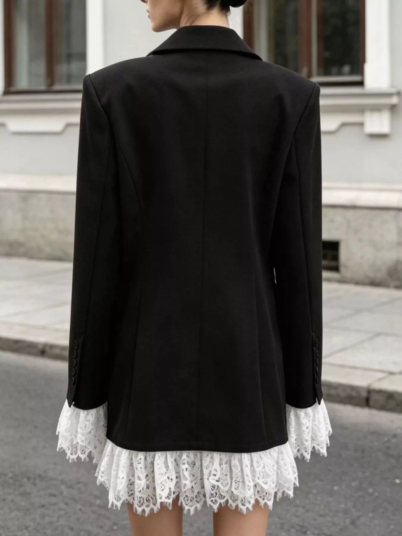 Lace Hem One Button Blazer