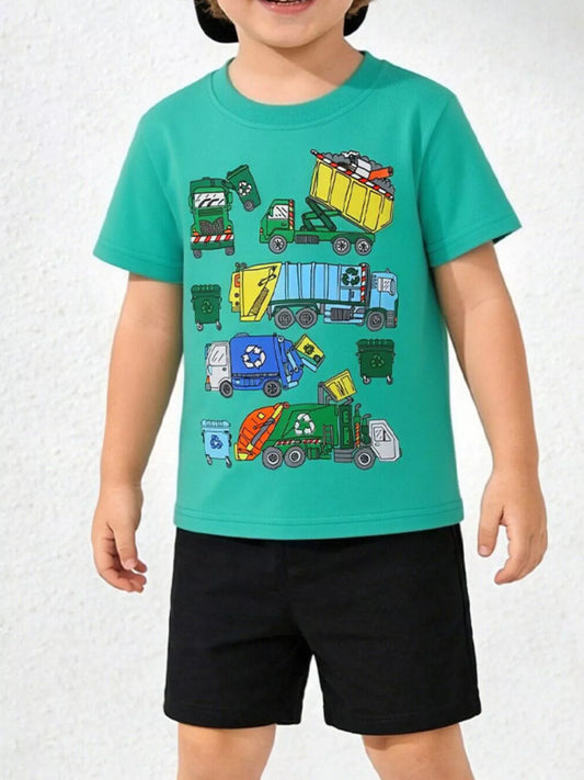 Children's Cartoon Garbage Truck Graphic Tee
