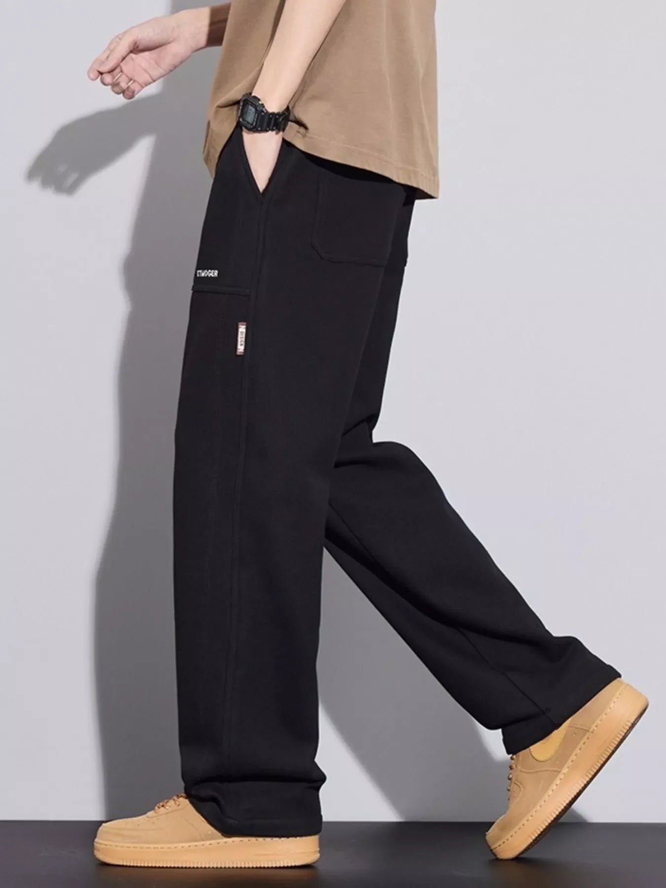 Men's Plus Size Casual Drawstring Wide-Leg Pants