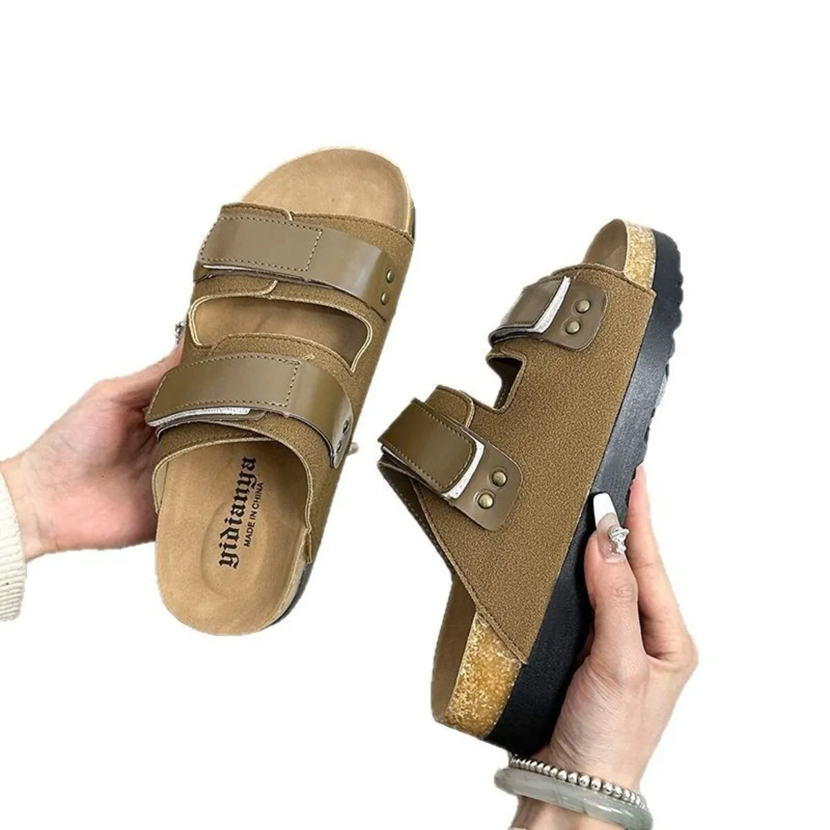 Double Buckle Platform Sandals