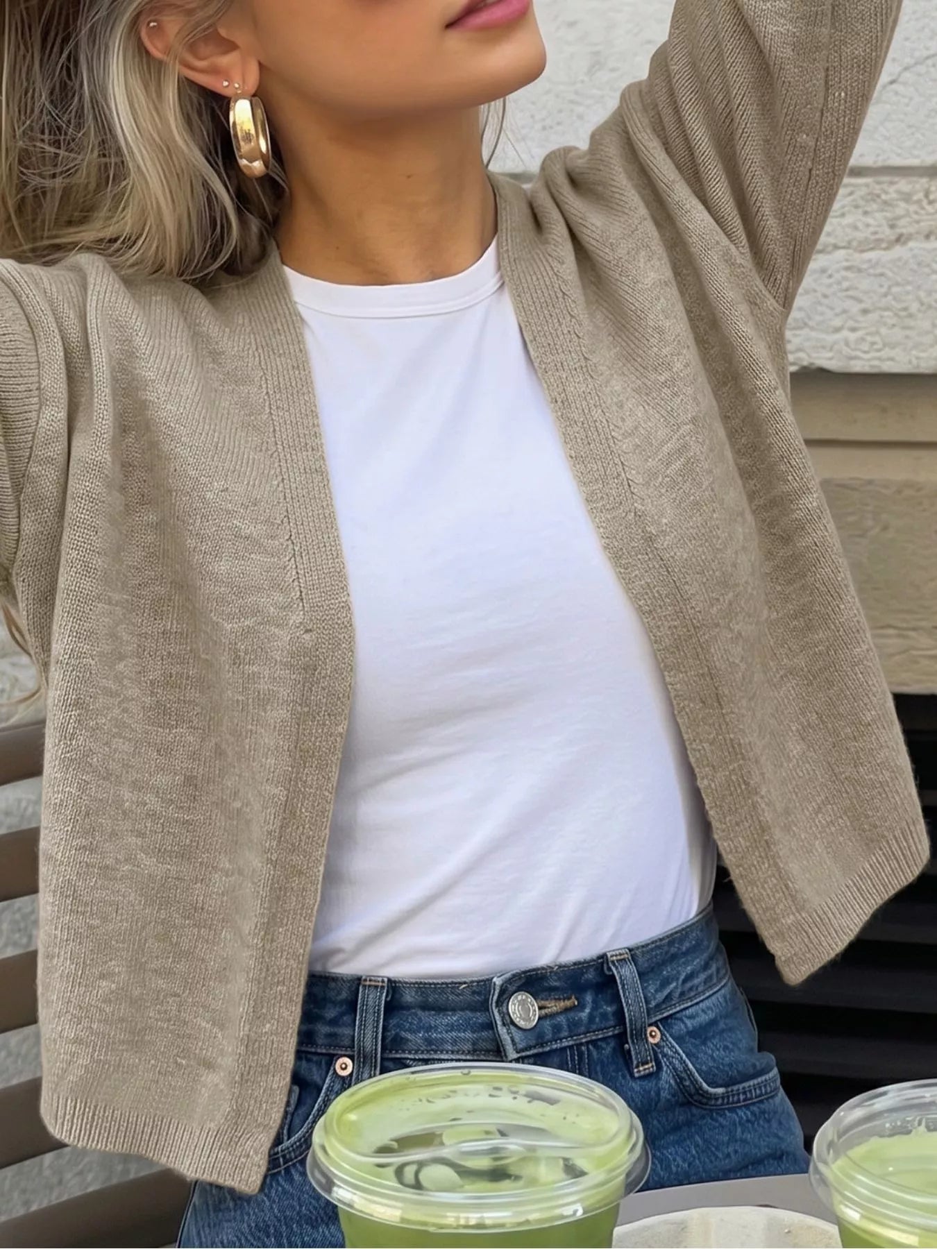 Open-Front Knit Cardigan