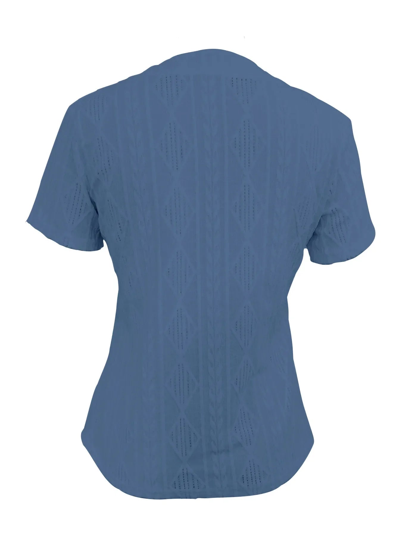 Textured Notched Short Sleeve Blouse