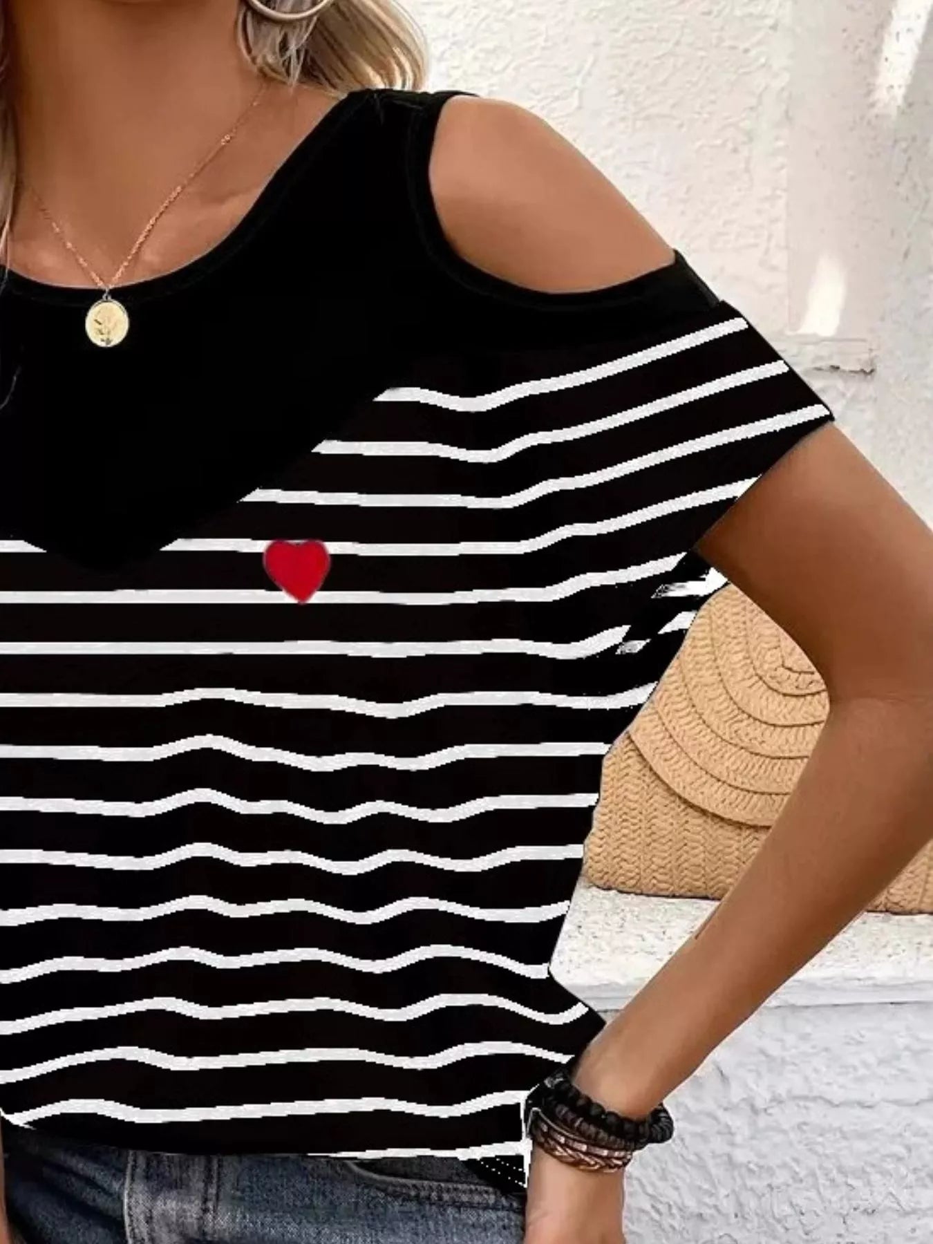 Cold Shoulder Color Block T-Shirt