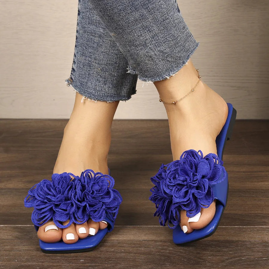 Floral Embellished Flat Sandals