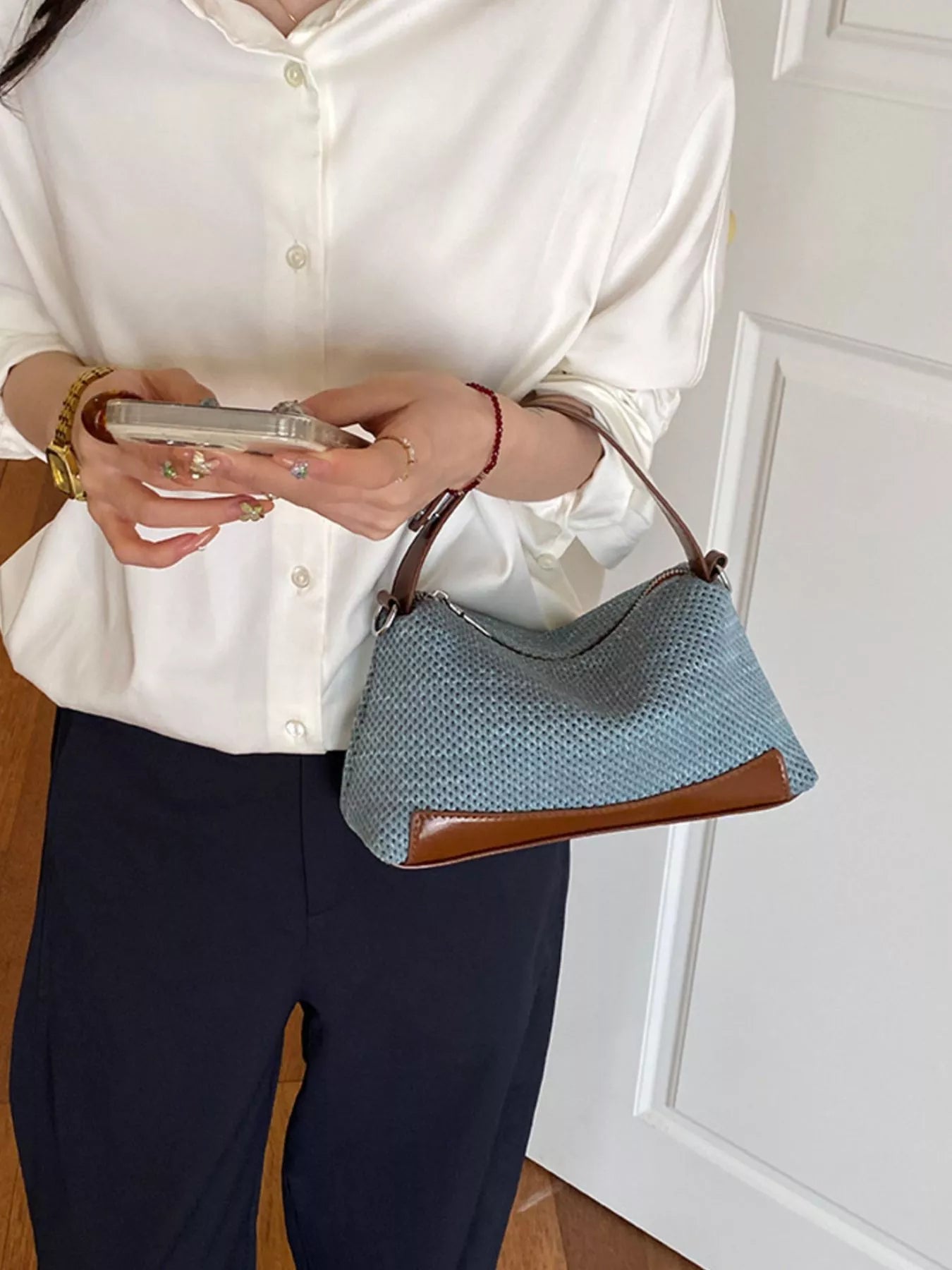 Woven Texture Crossbody Bag