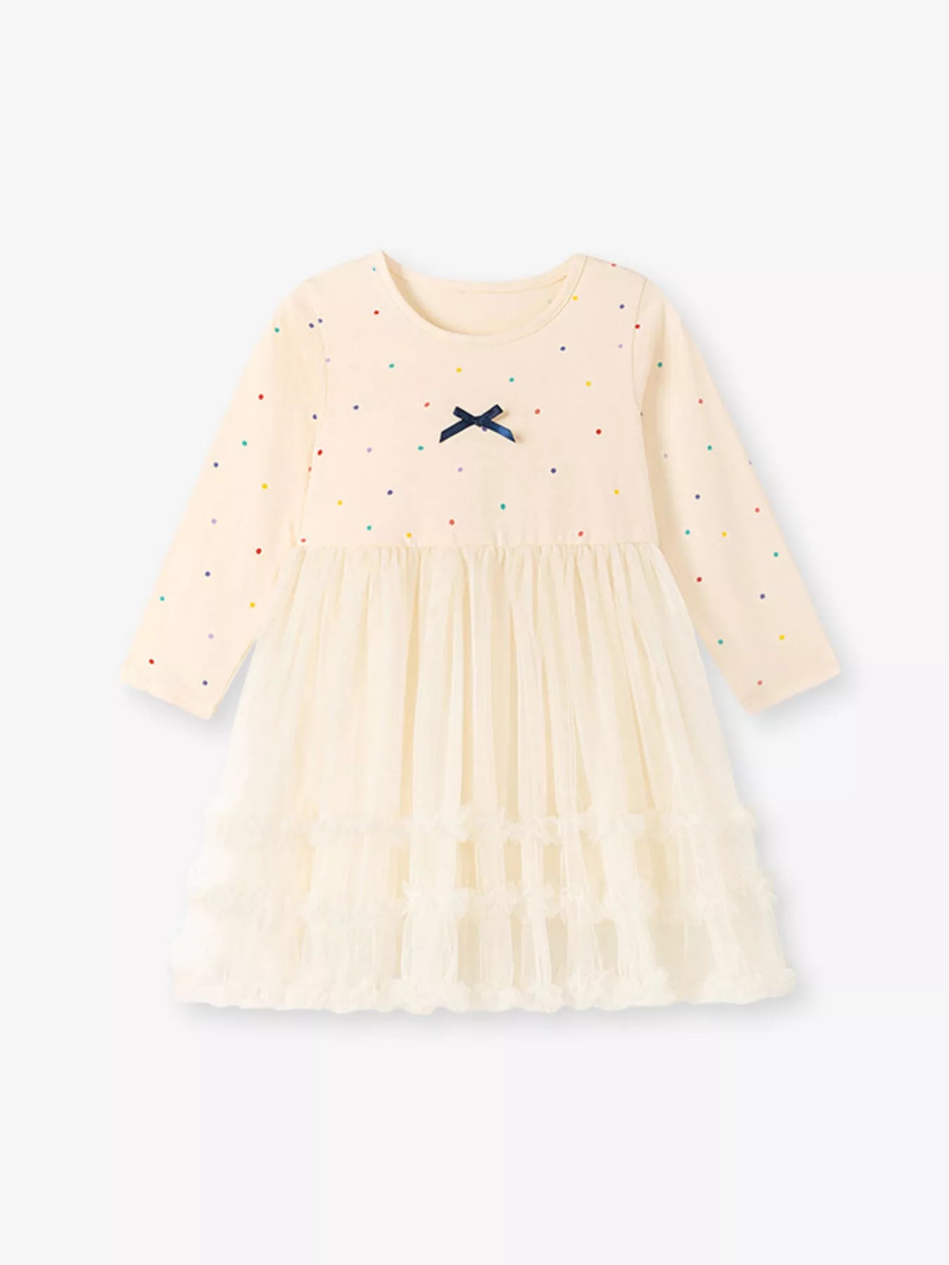 Children's Tulle Dress with Polka Dots and Bow Detail