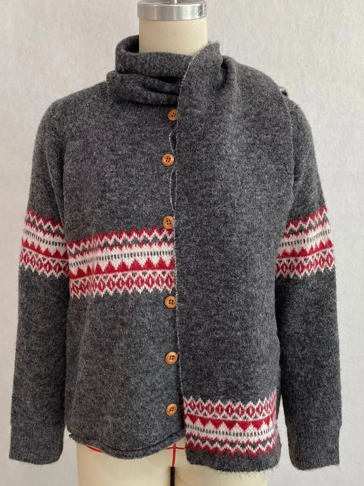 Geometric Button Down Knit Cardigan