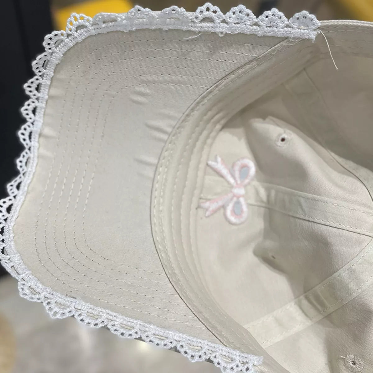 Lace Detail Bow Baseball Cap