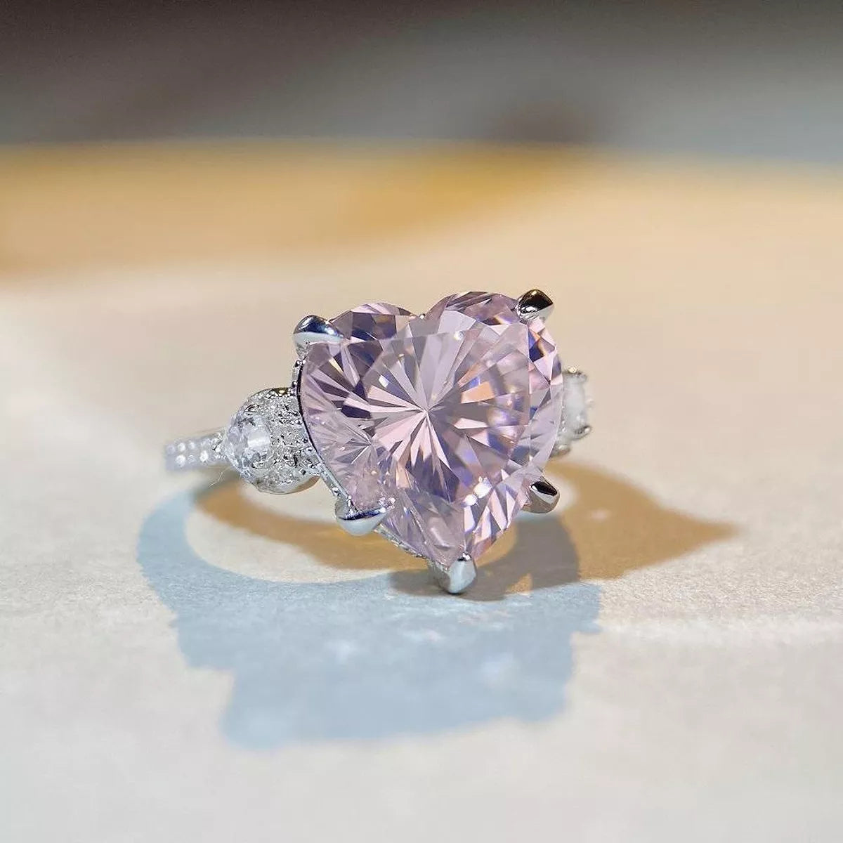 925 Sterling Silver Zircon Heart Ring