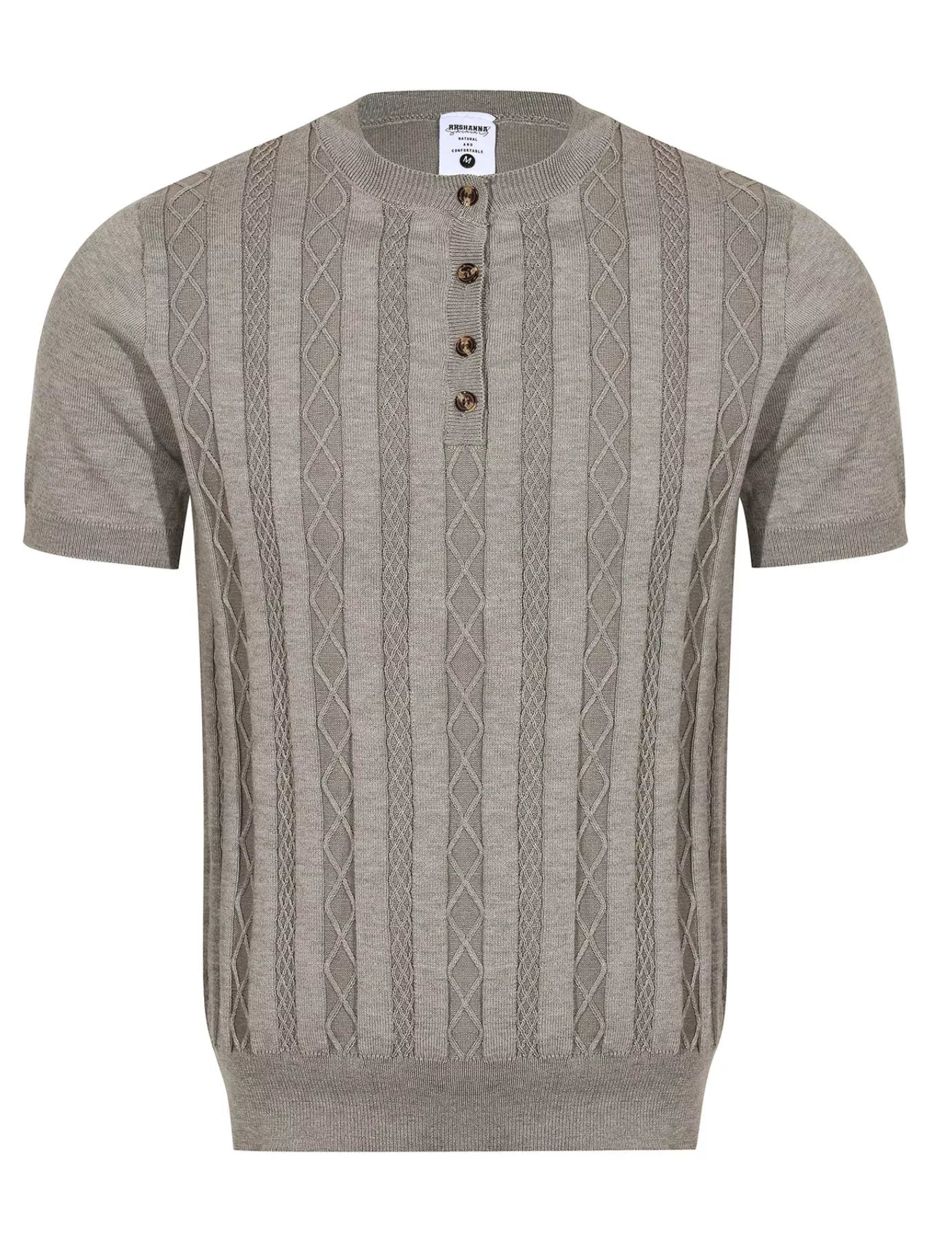 Men's Cable Knit Short Sleeve Knit Top