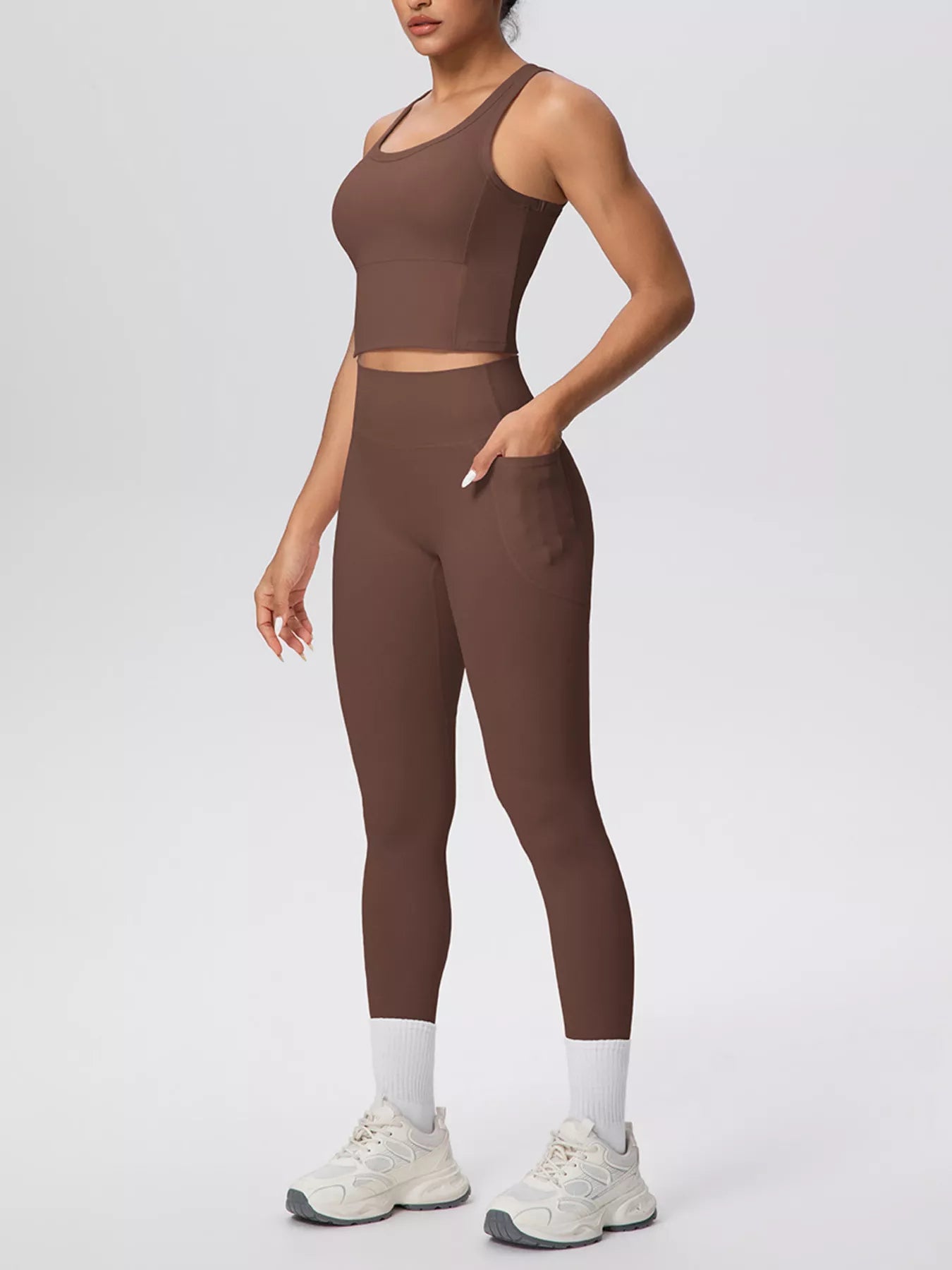 Scoop Neck Tank and High-Waisted Leggings Active Set
