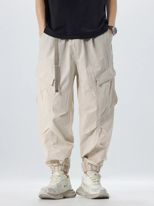 Men's Full Size Lightweight Cargo Pants with Adjustable Belt Plus Size