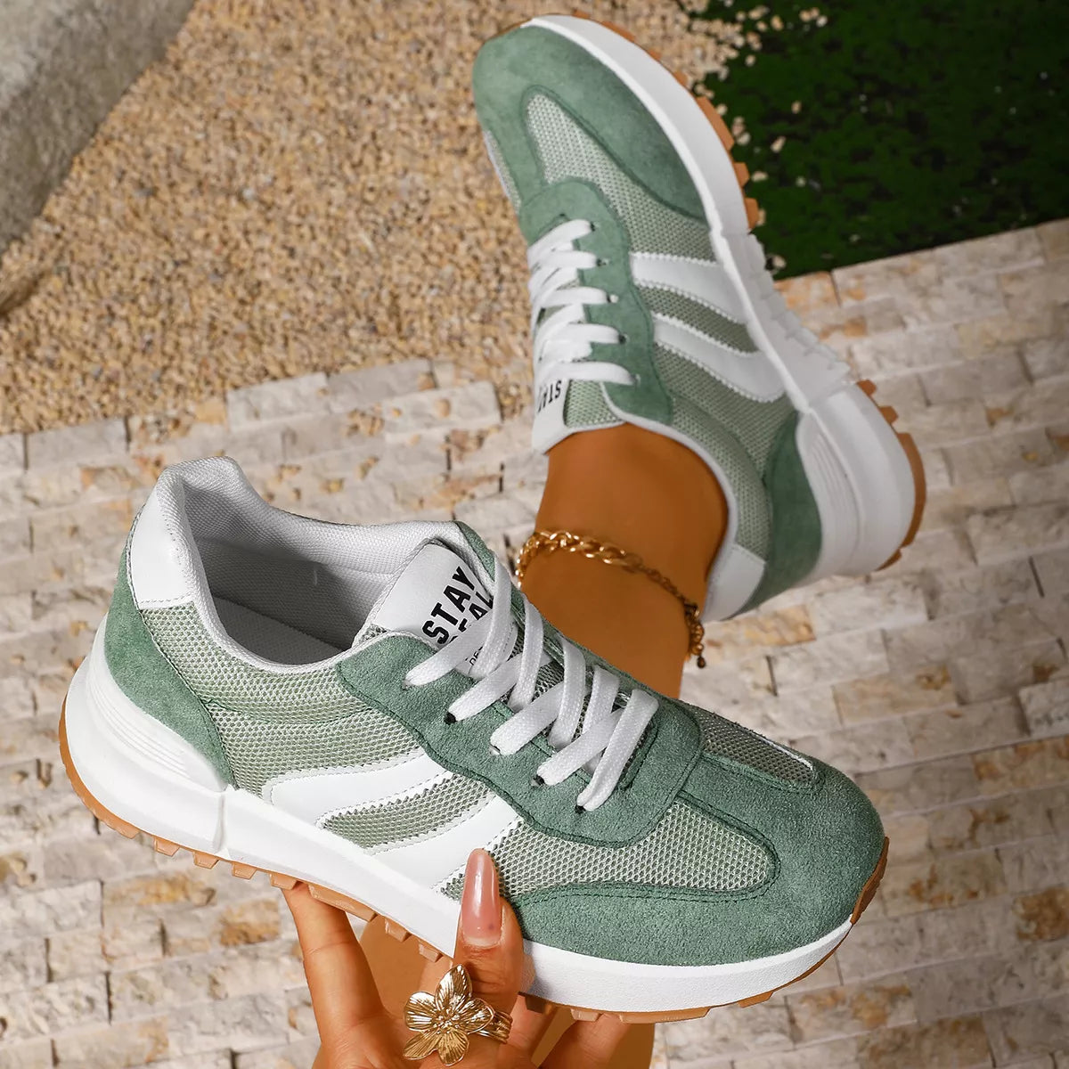 Round Toe Lace Up Sneakers