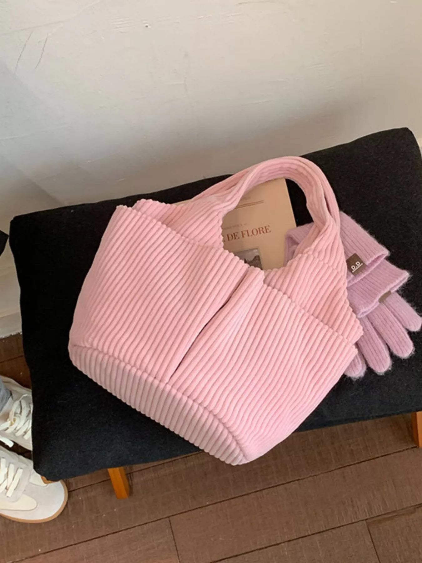 Corduroy Solid Color Handbag