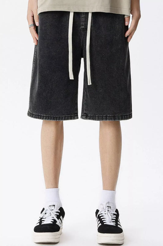 Men's Full Size Vintage Wash Drawstring Denim Shorts Plus Size
