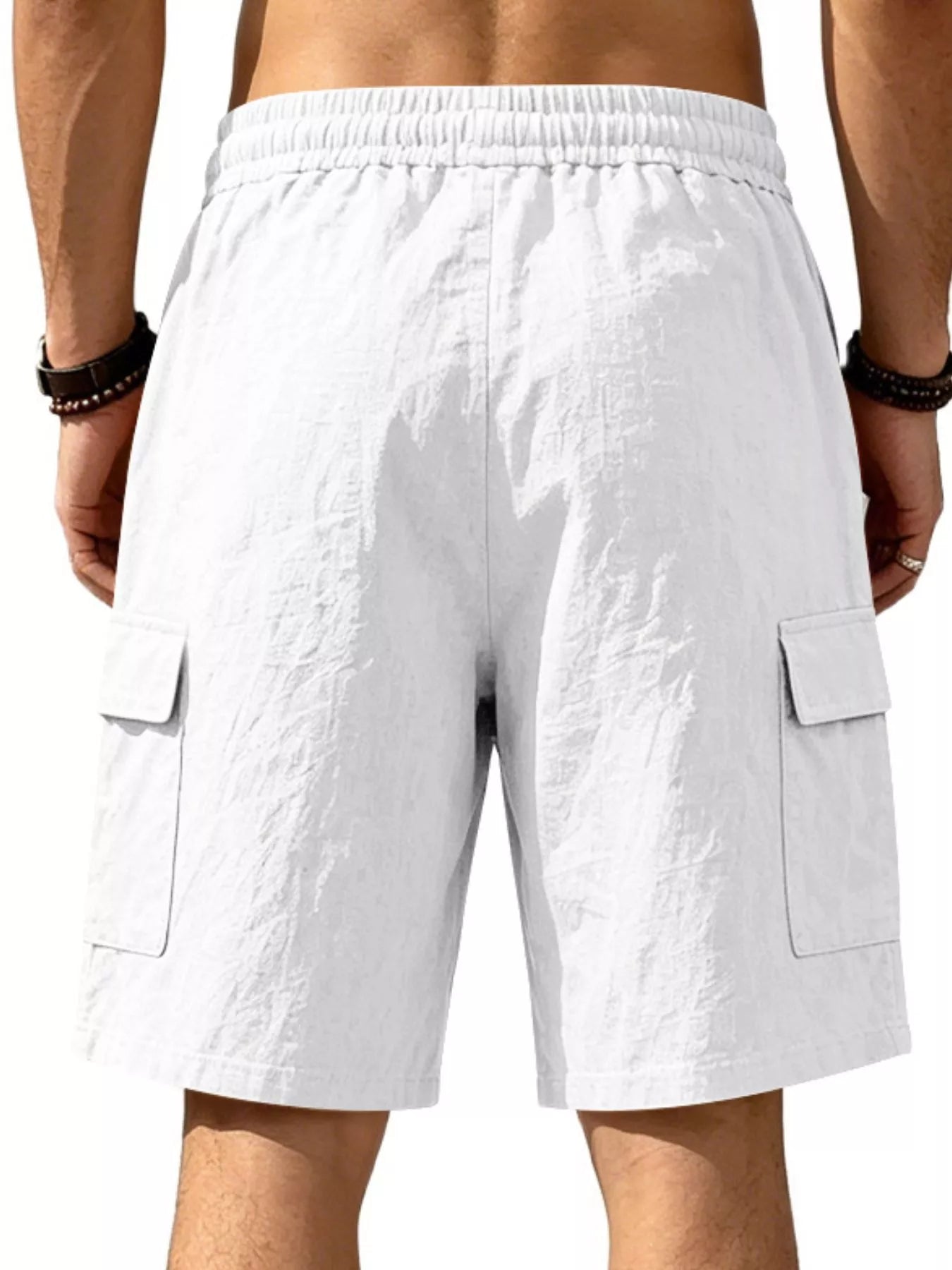 Men's Plus Size Casual Cargo Shorts with Drawstring Waist