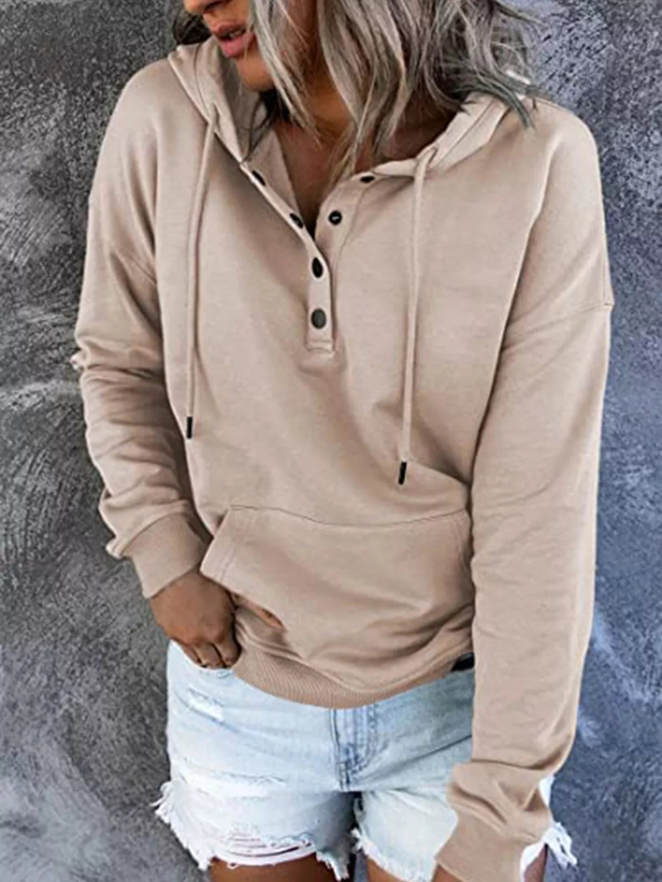 Full Size Kangaroo Pocket Drawstring Long Sleeve Hoodie Plus Size