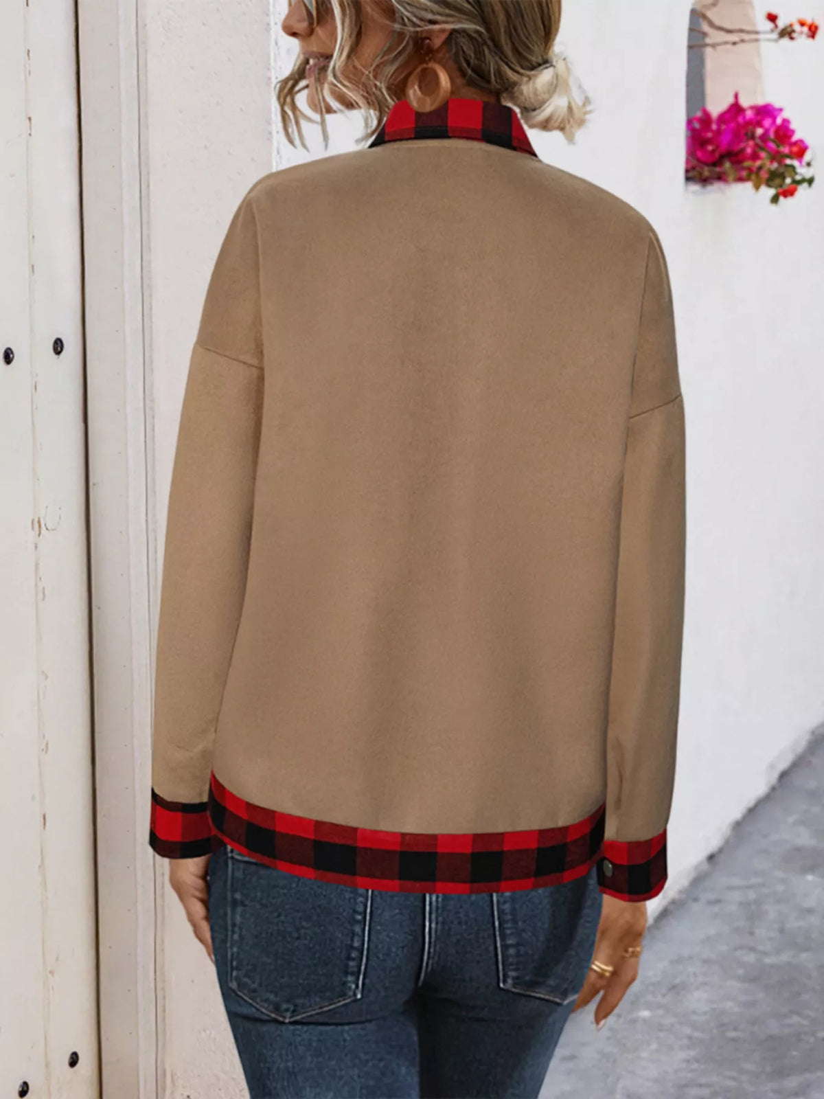 Plaid Button Up Casual Outerwear