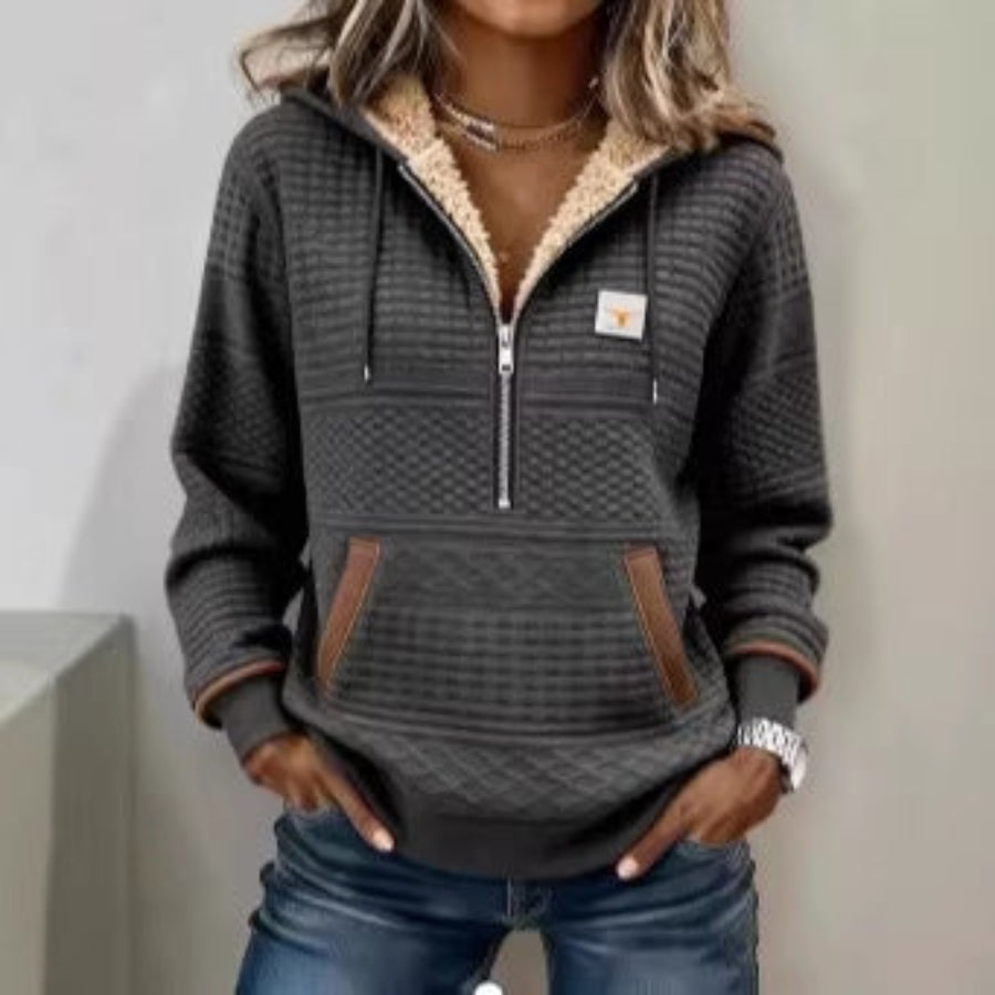 Women's Printed Half-Zip Pullover Hoodie