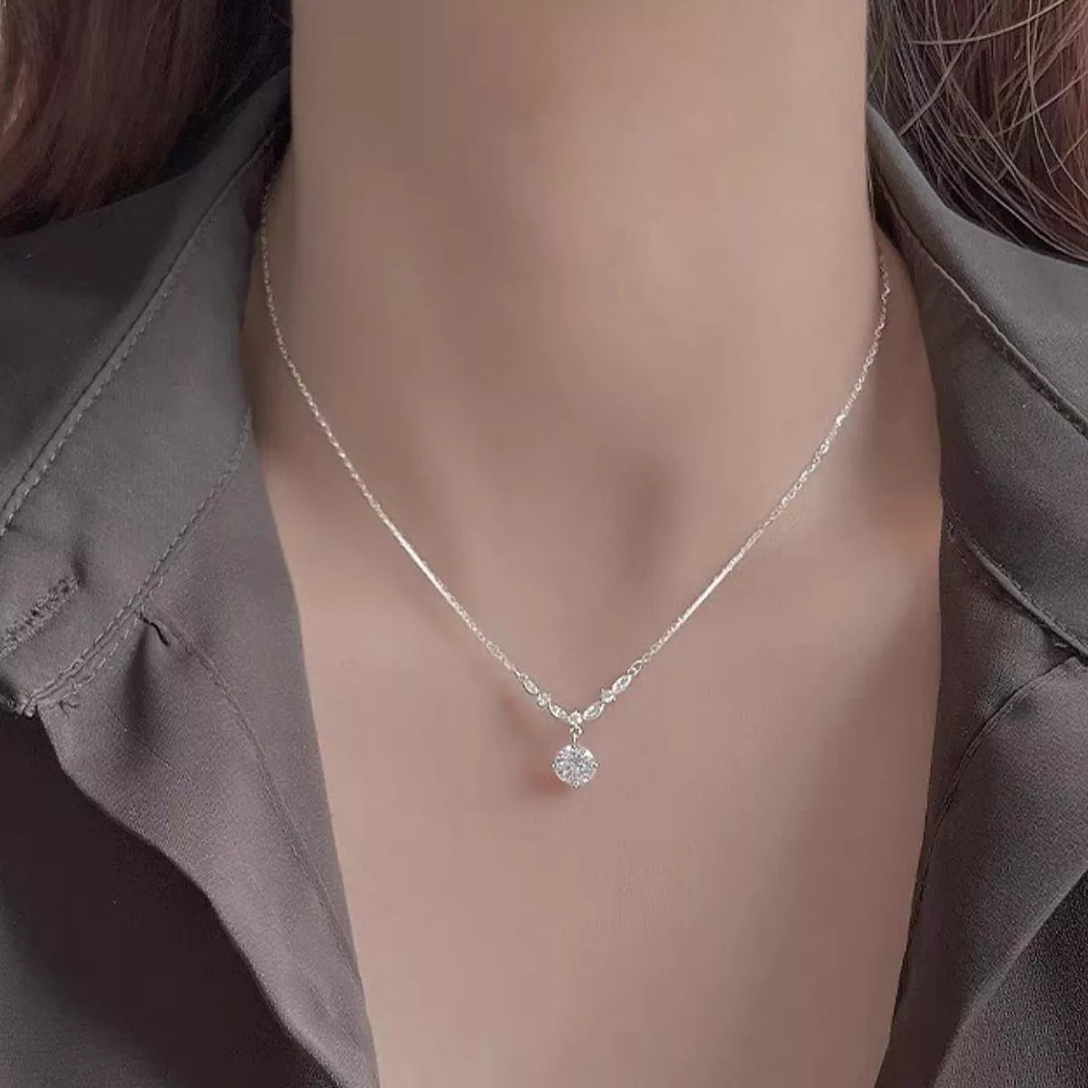 925 Sterling Silver Zircon Pendant Necklace