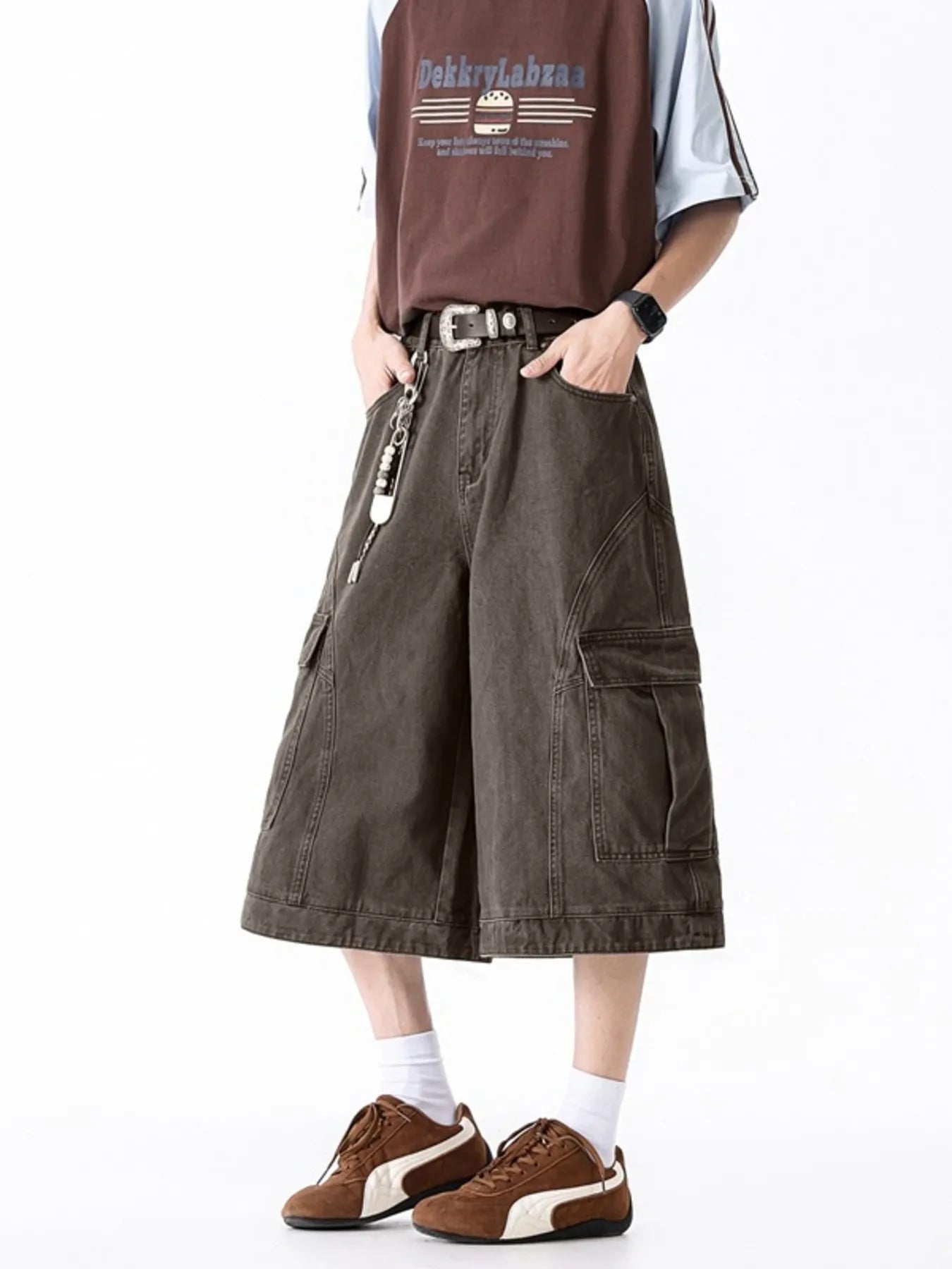 Men's Full Size Wide Leg Cargo Shorts Plus Size