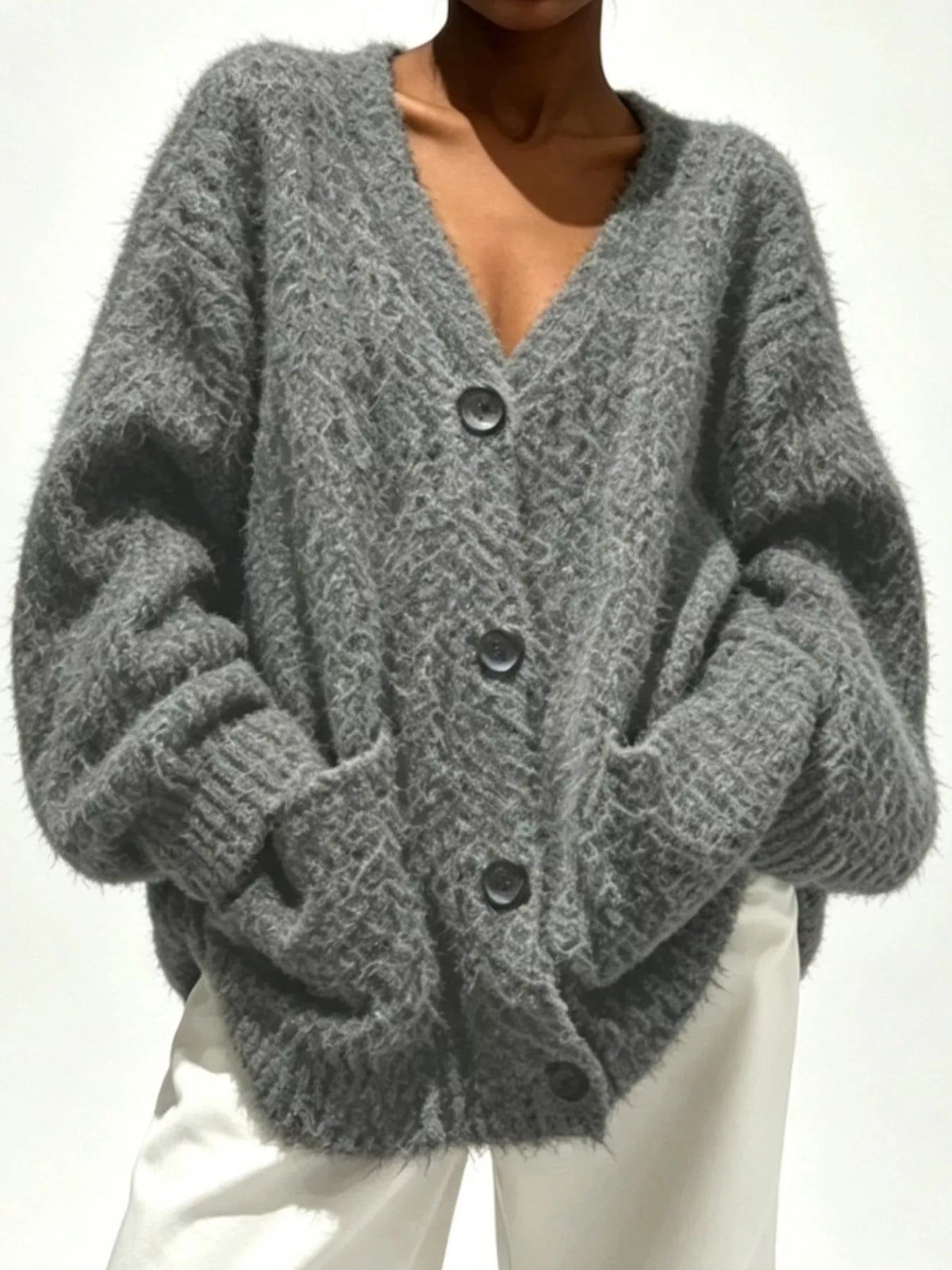 Full Size V-Neck Button-Down Cardigan Plus Size