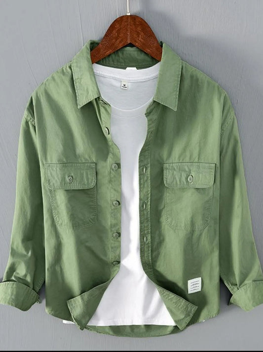 Men's Plus Size Button Up Long Sleeve Shirt