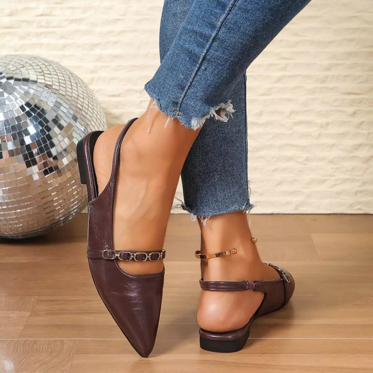 Point Toe Slingback Sandals