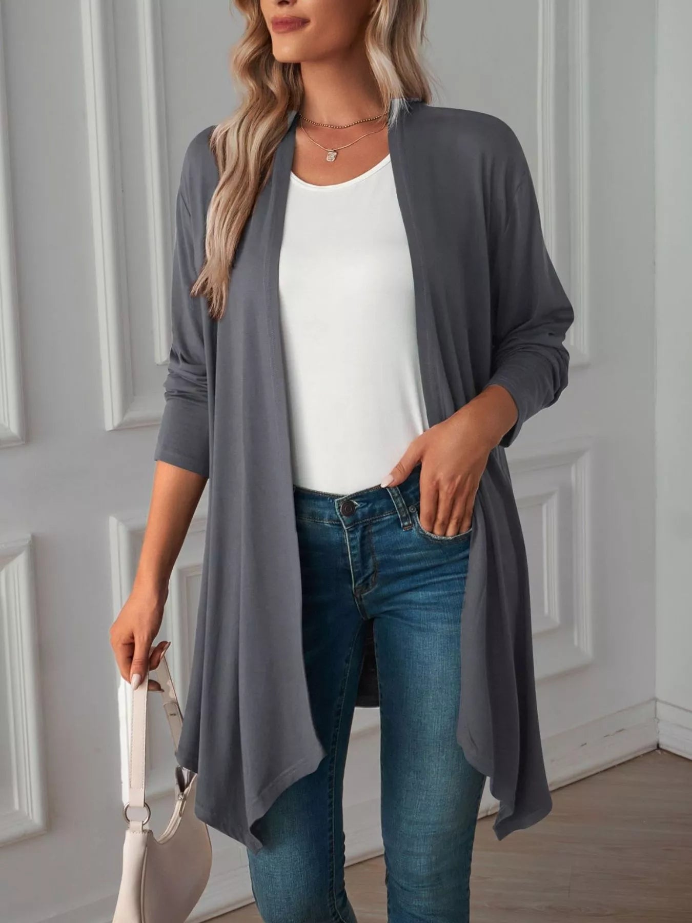 Lightweight Open Front Cardigan